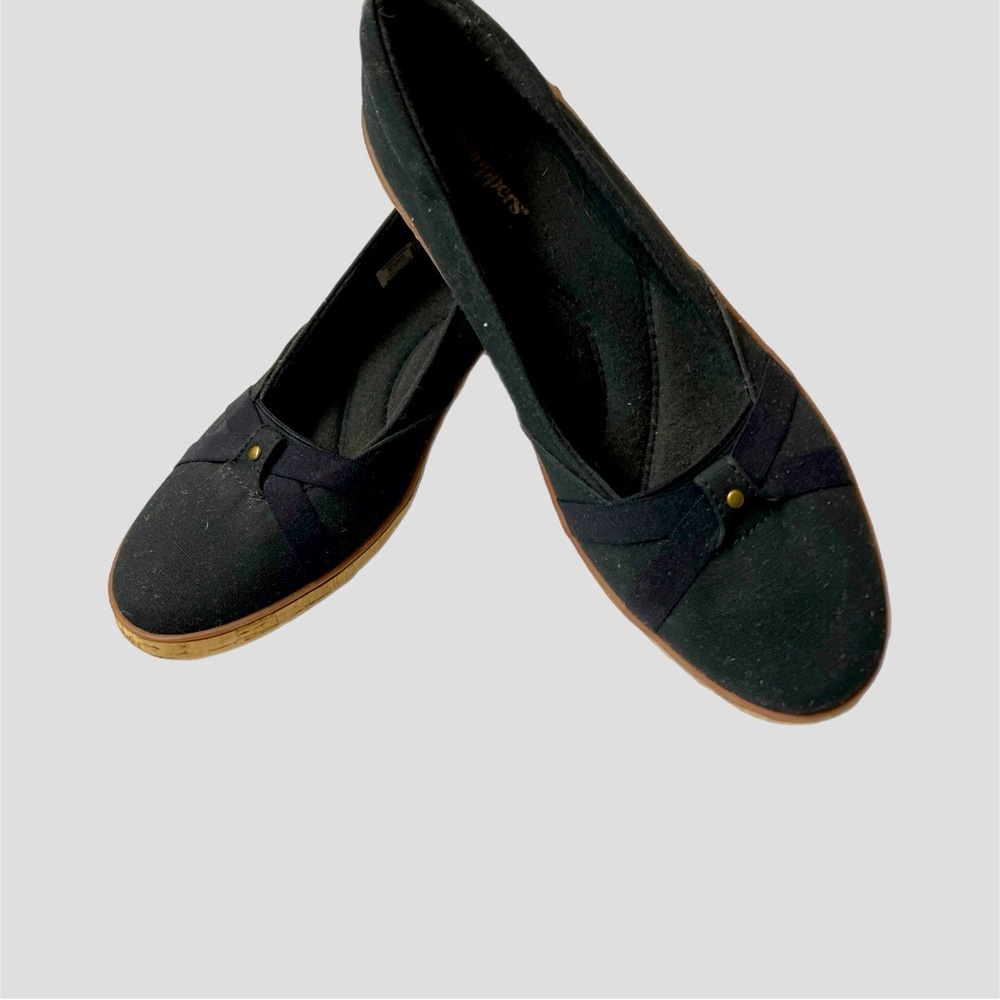 Grasshoppers Cork Wedge Black Slip On Shoe Size 6.5